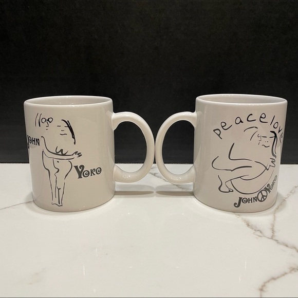 John Lennon & Yoko Ono Peace Sign Hug Close Coffee & Tea Mug Lot of 2 - Picture 2 of 8